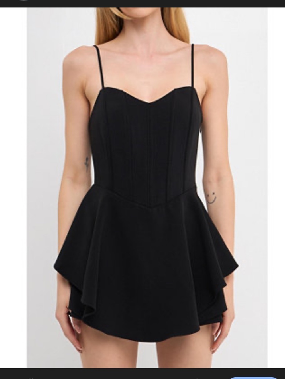 NWT Endless Rose Black Corset Bustier
Ruffled Romper. Size Small. Retail $100